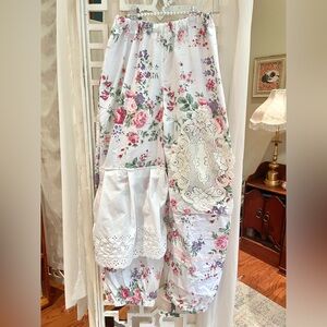 Cottagecore Wide Leg Floral Patchwork Pants